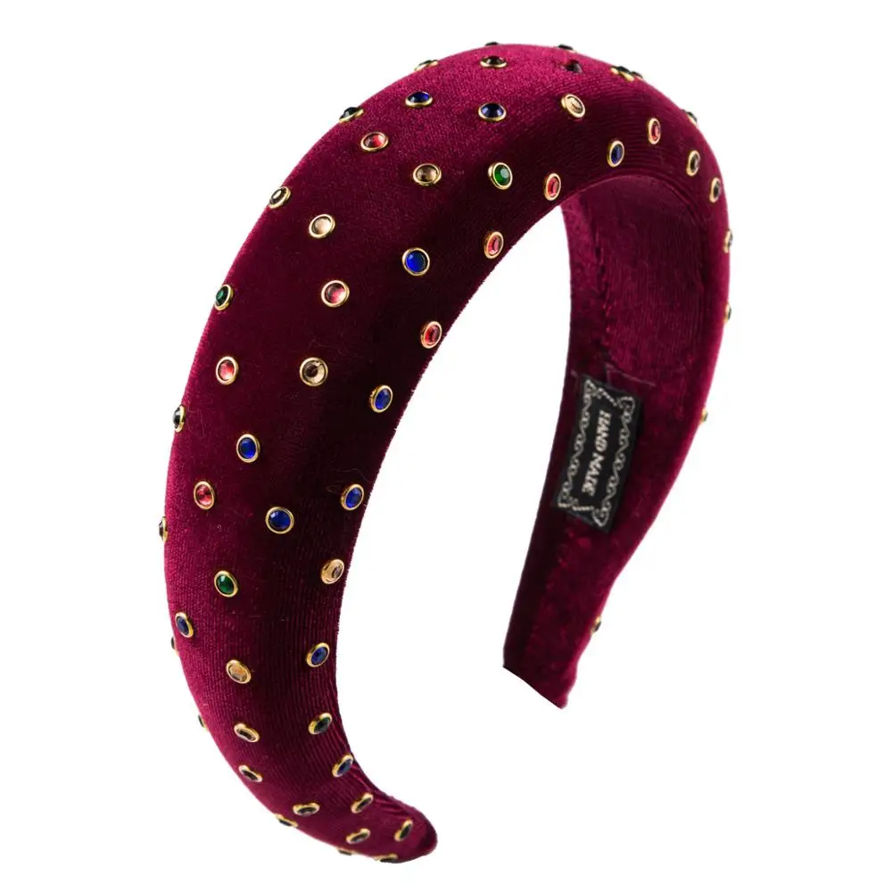 Модные женские туфли многоцветные Стразы Hairband сплошной цвет Для женщин обруч для волос простая красивая обувь; большие размеры нарисованной длинноволосой девочкой, головная повязка, аксессуары для волос - Окраска металла: purplered