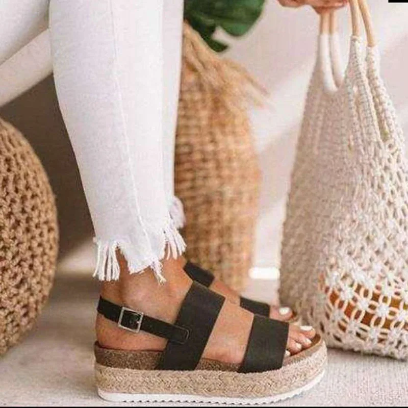 SWQZVT 2020 Summer women sandals buckle non-slip flat platform shoes woman fashion casual rome female sandalias mujer plus size  (5)