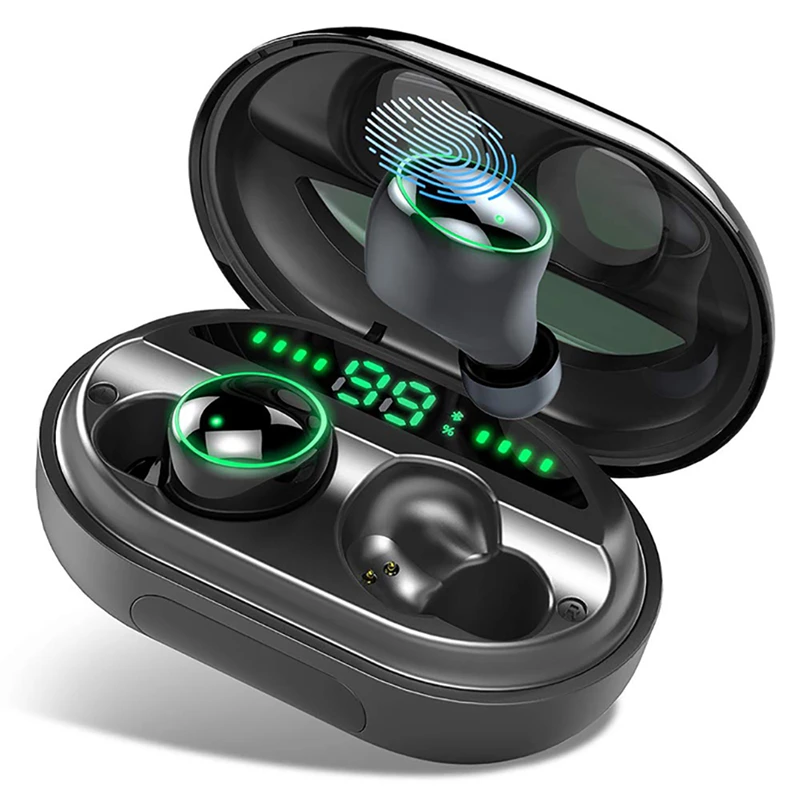 

Mini V5.0 IPX8 Waterproof Wireless Earphones Bluetooth Earphones 3D Stereo Sound Earbuds with Microphone and Charging box