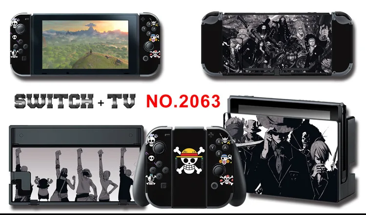 1set New Cute Anime Full Body Sticker for NS Switch Protective Cover Skin Colorful Art for Game Console Joy-Con Controller Decor