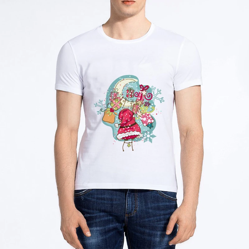 Showtly, модная футболка, Мужская футболка с короткими рукавами и рисунком Санта Клауса, Рождественская футболка, хлопковая свободная футболка с круглым вырезом, Мужская футболка - Цвет: XMT1091