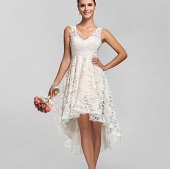 

Lace High Low Summer Beach Wedding Cheap Bridal Gowns Greek A Line vestido de noiva vintage Custom Mother of the Bride Dresses