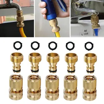 

New Product Promotion Discount 5 Sets Brass 3/4 Inch Quick Fit Female Male Valve Connector for Garden Hose