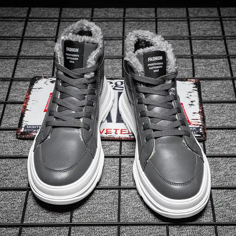 メンズ冬のブーツ暖かい毛皮カジュアルシューズ男性の革レースアップ雪の防水屋外21新 雪用ブーツ Aliexpress