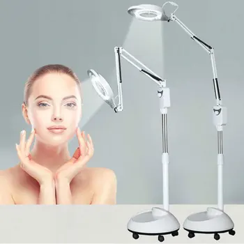 

220v Large Standing Rotatable LED Illuminated Magnifier 5x Big Magnifying Glass With LED Light Beauty Salon Nail Tattoo Loupe