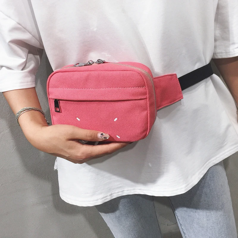

Canvas Waist Packs For Women 2019 Cell Phone Waist Bag Lady Small Funny Pack Girls Belt Bags Fashion Chest Bag