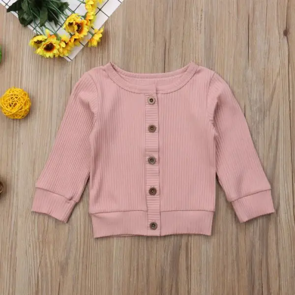 Autumn New Solid Toddler Kids Baby Boy Girl Cotton Cardigan Coat Long Sleeve Top Outwear For 0-2Y - Цвет: CY4186P