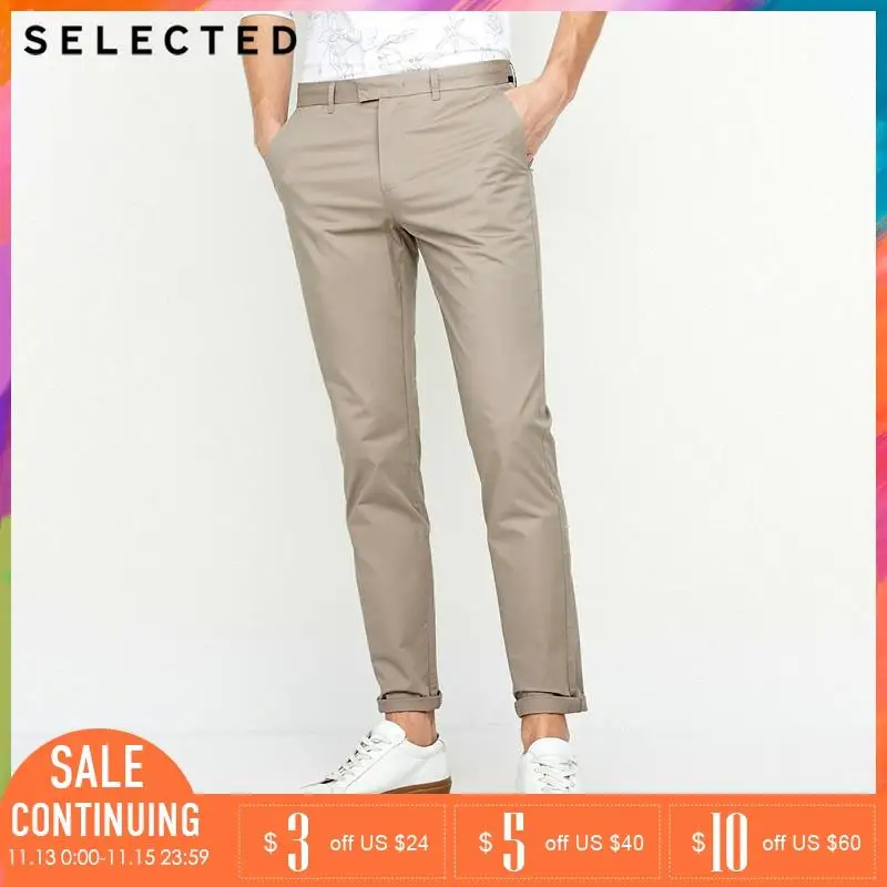 SELECTED 2019 Spring Summer New Men Slim Fit Pure Color Cotton Casual Pants Trousers |4182W2519 | Мужская одежда