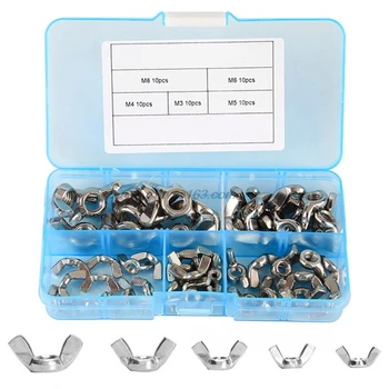 

50Pcs/set M3 M4 M5 M6 M8 Galvanized Hand Tighten Nut Butterfly Nut