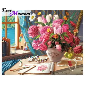

Ever Moment Home Decoration Diamond Painting Still Life Flowers Beautiful Peony Crystal Art Craft Gift For Wholesale 5L312