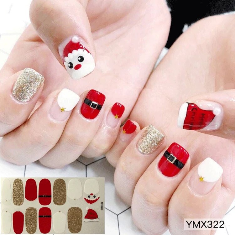 DIY Nail Art ремесло обертывания Рождественская тема наклейки для ногтей Снеговик Снежинка узоры клей год наклейки для подарков - Цвет: ymx322b