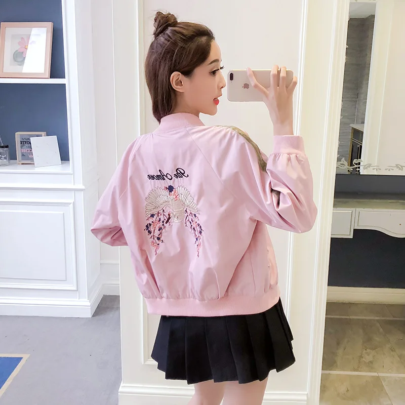 

Short Jacket Female Spring And Autumn Korean-style Students 2019 New Style Short-height Embroidered BF Loose Casual Baseball Uni