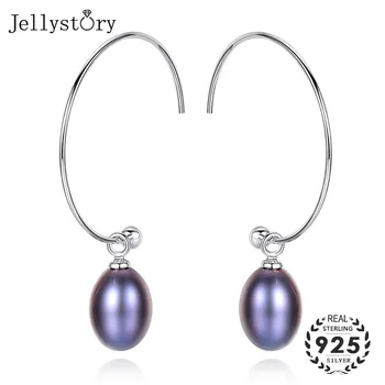 

Jellystory 925 Sterling Silver Natural Pearl Drop Earrings for Women silver Earring Fashion Jewelry Wedding Party Gift 4 Colors