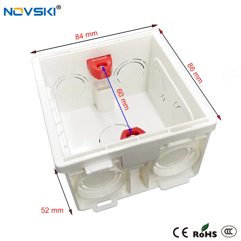 NOVSKI 86 Type Mounting Back Box Adjustable Internal Cassette Junction Box For Wall Switch and Socket White afbeelding