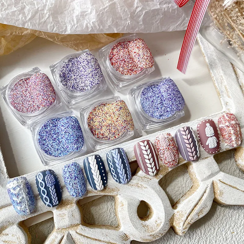 12 Colors Like Woolen Fabric Nail Art Powder Winter Woolly Accessories Sugar Wool-like Glitters For Pro Nails | Красота и здоровье
