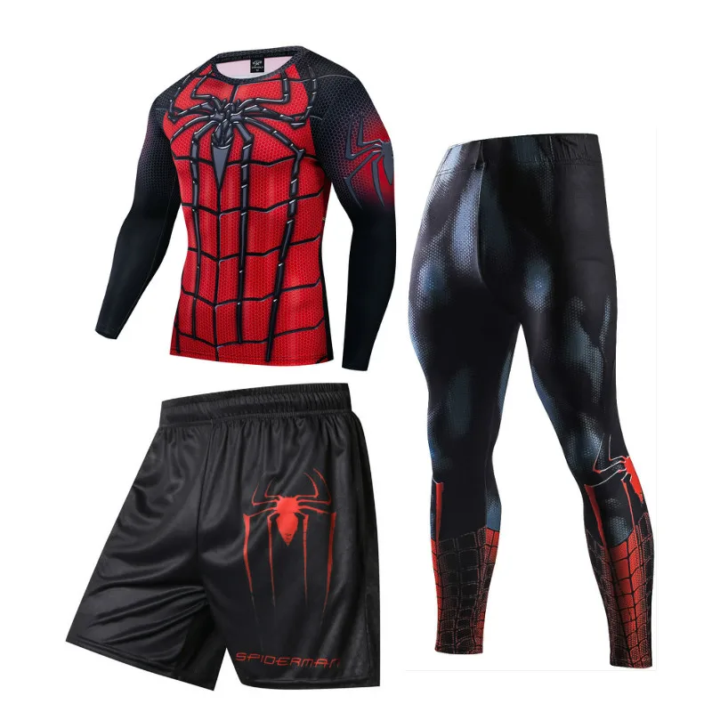 Спортивные наборы MMA Rashguard Jiu футболка джиу джитсу мужские трикотажные изделия для бокса BJJ кикбоксинг, шорты муай-тай, колготки для фитнеса, тренировочный спортивный костюм - изображение