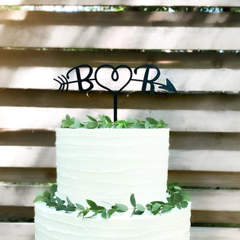 Personalized Monogram Cake Topper Custom Rustic Wreath Initials Cake Topper Wedding Cake Topper Calligraphy Initial Letters