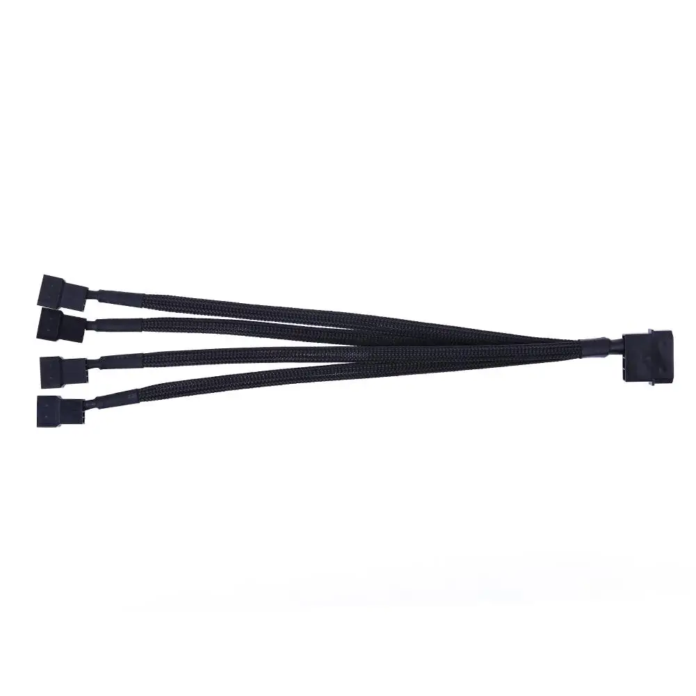 

Black Sleeved 4pin IDE Molex to 4-Port 3Pin/4Pin Power Supply Plug Cooler Cooling Fan Splitter Power Cable Wire for PC Computer
