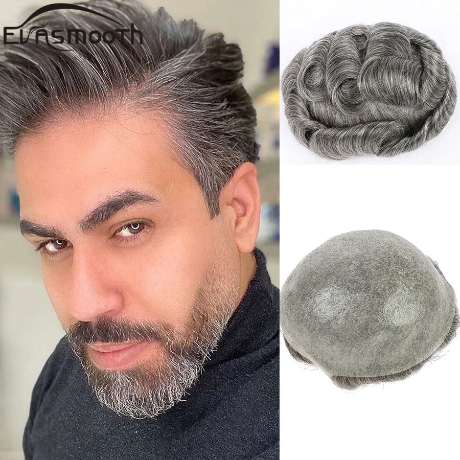 Mannen Menselijk Haar Toupet Dunne Huid Pu Mannelijke Haar Prothese Mannen Toupee Indian Haar Vervangend Systeem Remy stukken|Pruiken| - AliExpress