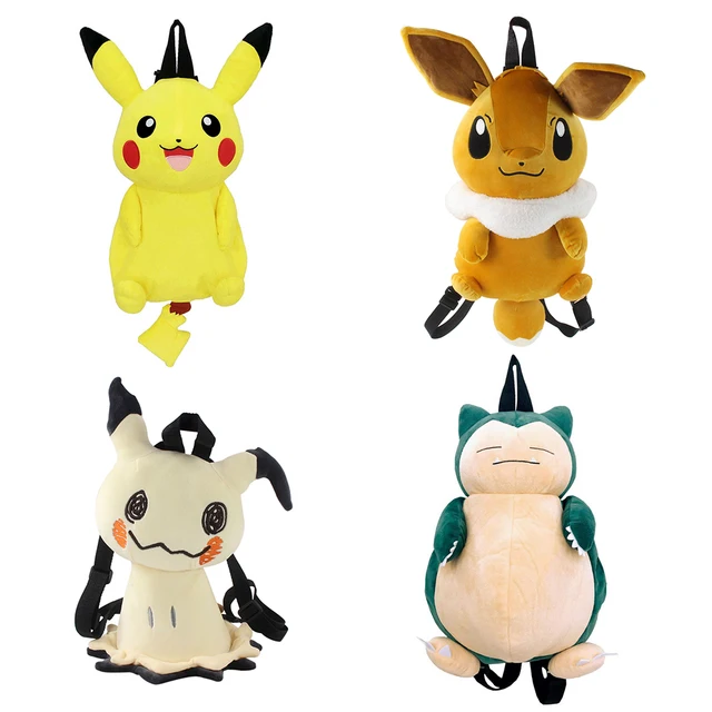 Pokemon Backpack Mimikyu Snorlax Pikachu Eevee Plush Backpack Schoolbag Soft Stuffed Toy Gift For Kids 1