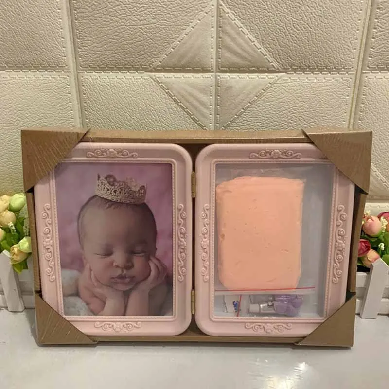 Kit d'empreintes de mains et d'empreintes de bébé Souvenir pour nouveau-né  Cadeaux d'art mémoire Cadres photo bleu