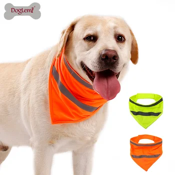 

High Visivility Safety Dog Scarf Pet Bandana with Reflecting Neon Color Dogs Cats Adjustable Designer Dog Collar