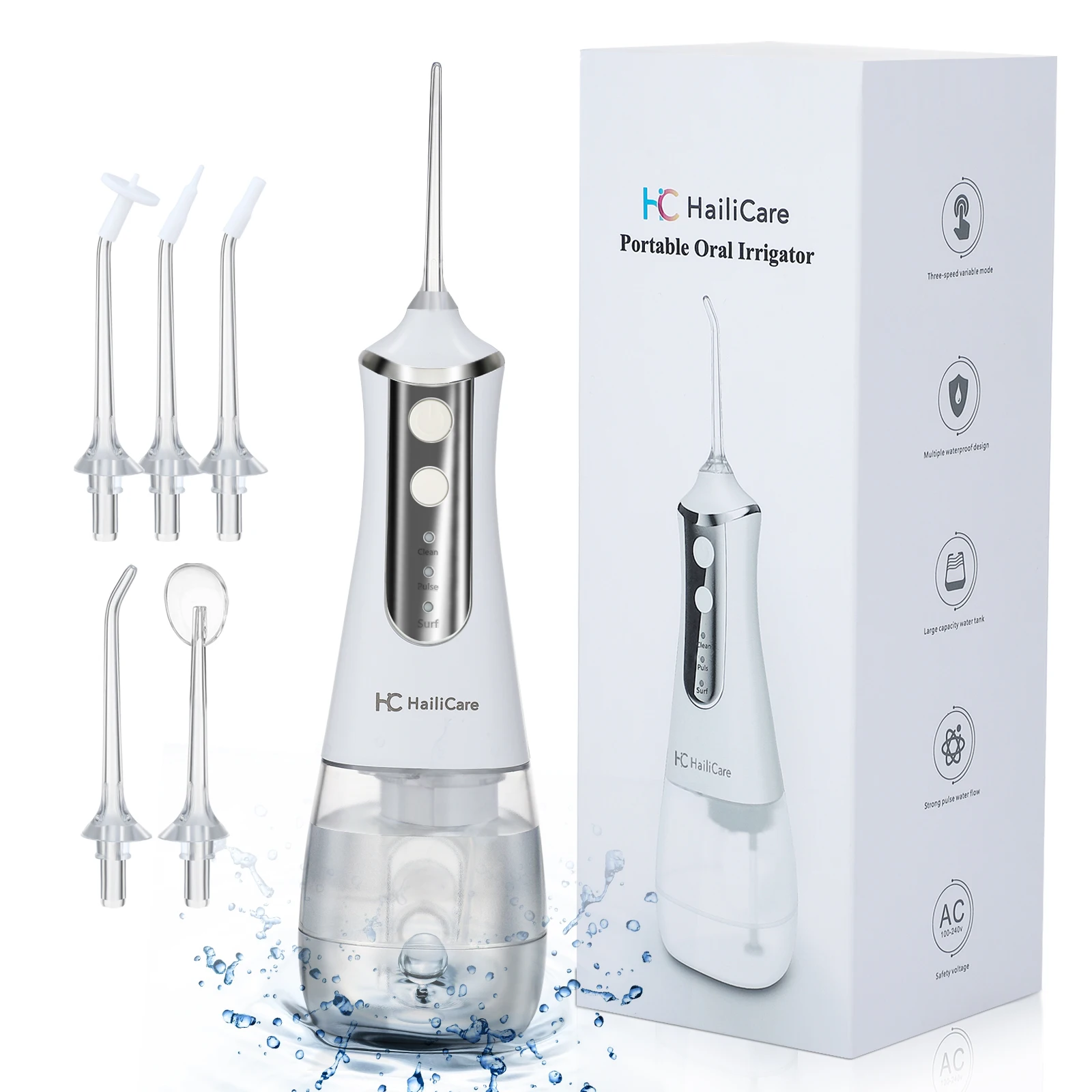Irrigador Oral recargable por USB, chorro de agua Dental portátil, tanque de agua de 350ML, limpiador Dental resistente al agua, 5 puntas, envío directo