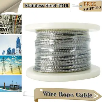 

4mm Flexible Wire Rope Soft Cable Fishing Lifting Cable Stainless Steel T316 Transparent Clothesline Diameter 7X19 30 Meters/Roll