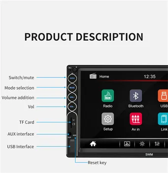 

New Product 2 Din Car Radio 7inch Universal Car Multimedia Player HD Touch Screen Bluetooth MP5 Media Player FM AM Autoradio