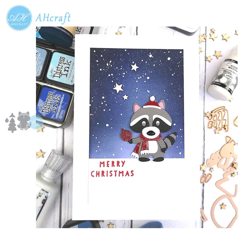 

AHcraft Christmas Animal raccoon Set Metal Cutting Dies Scrapbook paper craft knife mould blade punch stencils 2019 die cut