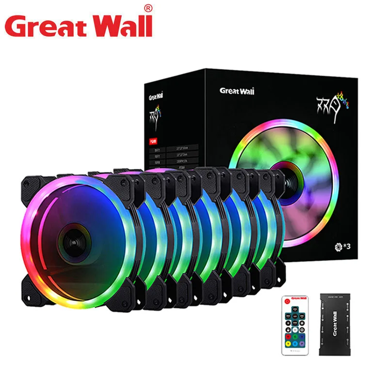 Отличная Walll PC чехол Вентилятор Cooler 120 мм бесшумный 7 пин с RF Управление