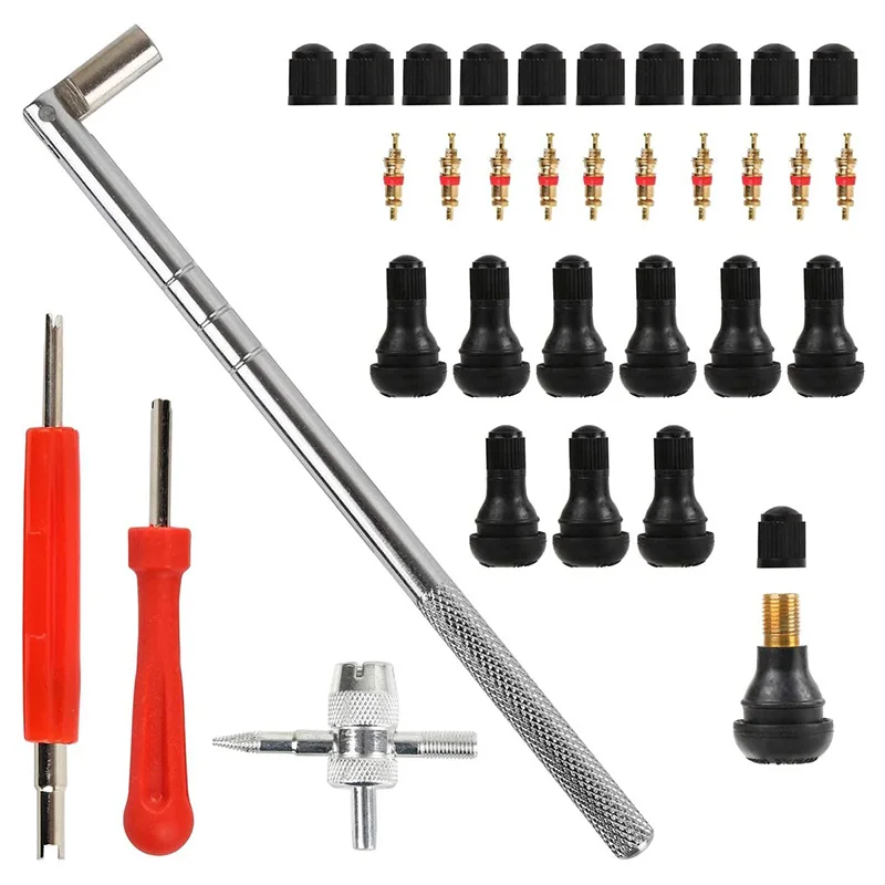 Tyre Valve Stem Puller Tools Set With Tr412 Snapin Valve Stems, Valve