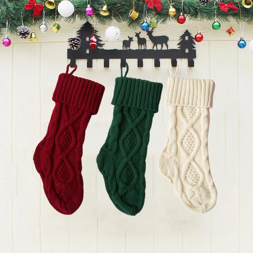 Вязаные рождественские носки рождественский носки декоративные Рождественская елка камин подвесной орнамент «Подарок на Рождество»