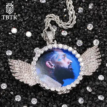 

TBTK Hiphop Custom Made Photo Medallions Pendant Necklace & Cubic Zirconia Gold Color DIY Best Gifts Jewelry Drop shipping