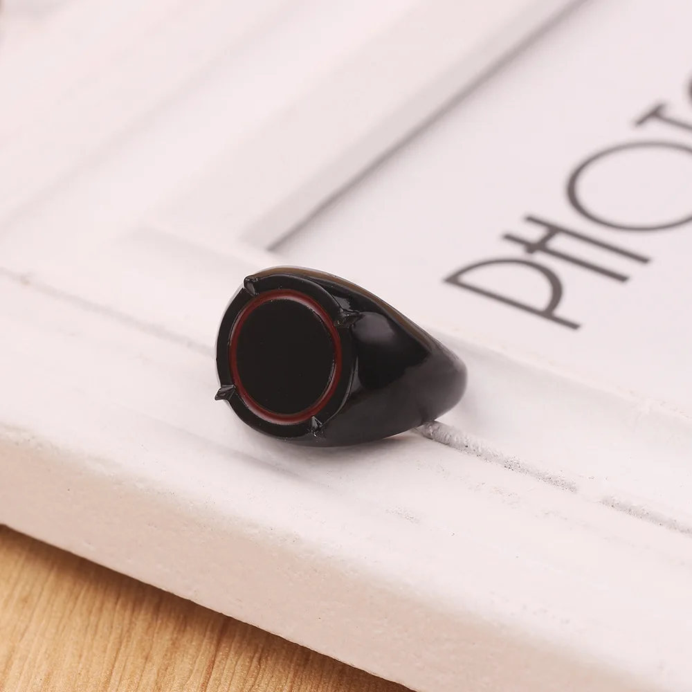 Lovers Anime Black Cat Rings Girl Boy Round Print Boy and Girl Cartoon Jewelry Quality Ring for Women Cosplay Accessories