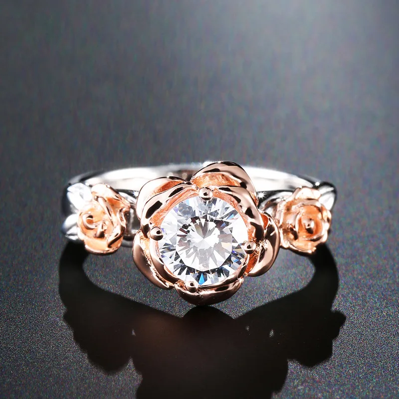 Bague Ringen 925 Серебряное кольцо на палец с AAA Roud Цирконом в форме цветка, ювелирные изделия для женщин, Подарок на годовщину, вечерние, свадебные