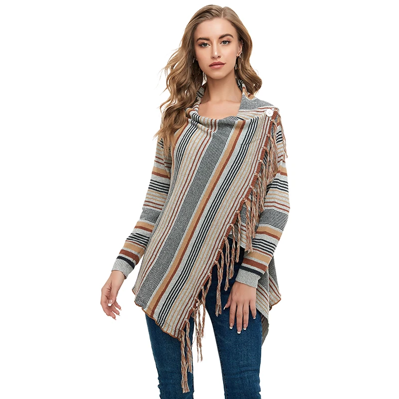 

Tassel shawl sweater sweater sweater sweater new style for women in Europe and America in autumn and winter 2019