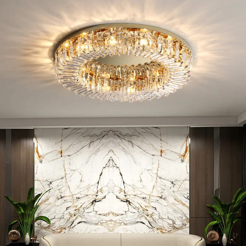 

Modern Lustre Crystal Led Ceiling Light Living Room Decor Led Ceiling Chandelier Lamp Gold Chrome Steel Bedroom Ceiling Lighting