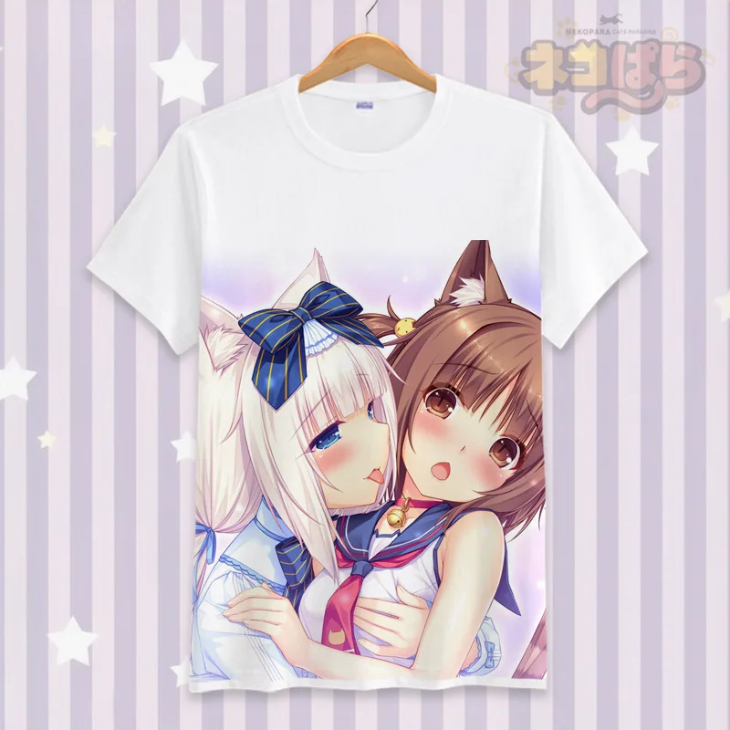Японская аниме NEKOPARA косплей футболка мультфильм 3D печатных летняя для