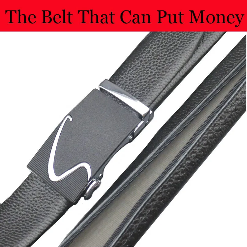 men's belt with hidden zipper