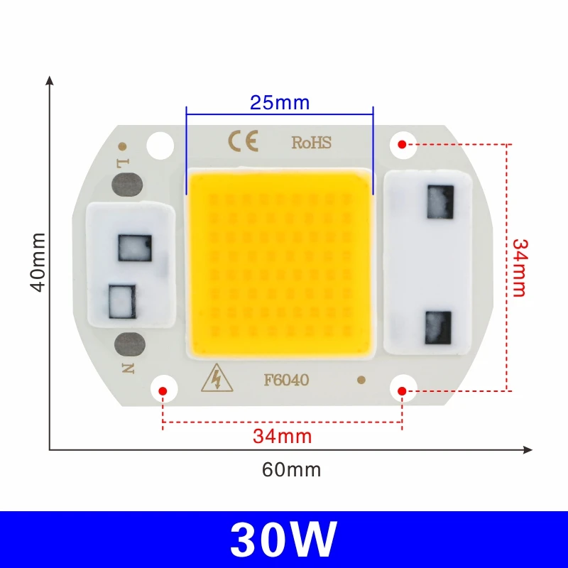 Светодиодный COB чип лампа 10 Вт 20 Вт 30 Вт 50 Вт 220 В Smart IC нет необходимости драйвер светодиодный светильник 3W 5 Вт 7 Вт 9 Вт для наводнения светильник Точечный светильник Diy светильник ing - Испускаемый цвет: 30W