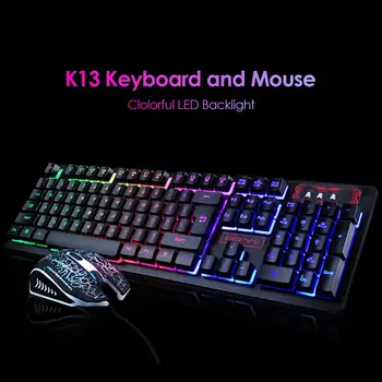 

K13 Gaming Wired Keyboard and Mouse Combo Set with Backlight Mechanical Feeling Silent Gamer Kit Set for PC Laptop