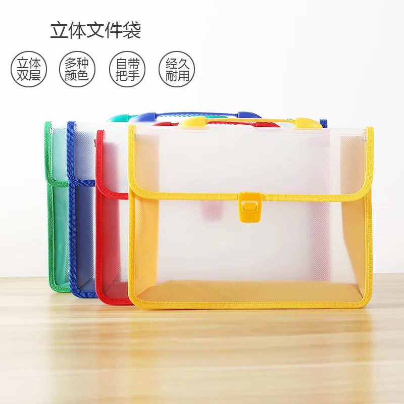 A4 Double Layer File Holder Portable Briefcase Large-Volume Office File Bag Business Package Students Test Paper Storage Bag