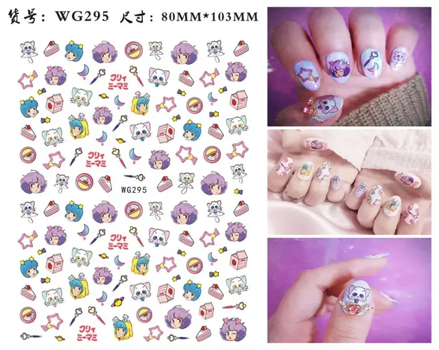 WG266-296 Summer Princess Ultra-thin Adhesive Nail Stickers Children's Girls Christmas Gifts 2021 New 3D Fashion Manicure Decals WG 295