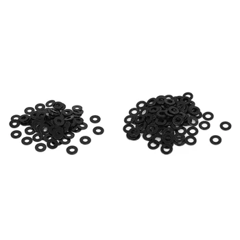

200Pcs Black Nylon Plated Flat Washers Spacers Fastener - 100Pcs M4 x 10Mm x 1Mm & 100Pcs M5 x 10Mm x 1Mm