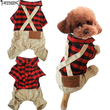 

Classic Plaid Style Pet Rompers Dog Puppy Jumpsuit Clothes Pet Coat 100% Cotton Dog Clothing Puppy Pet Costume XS S M L XL