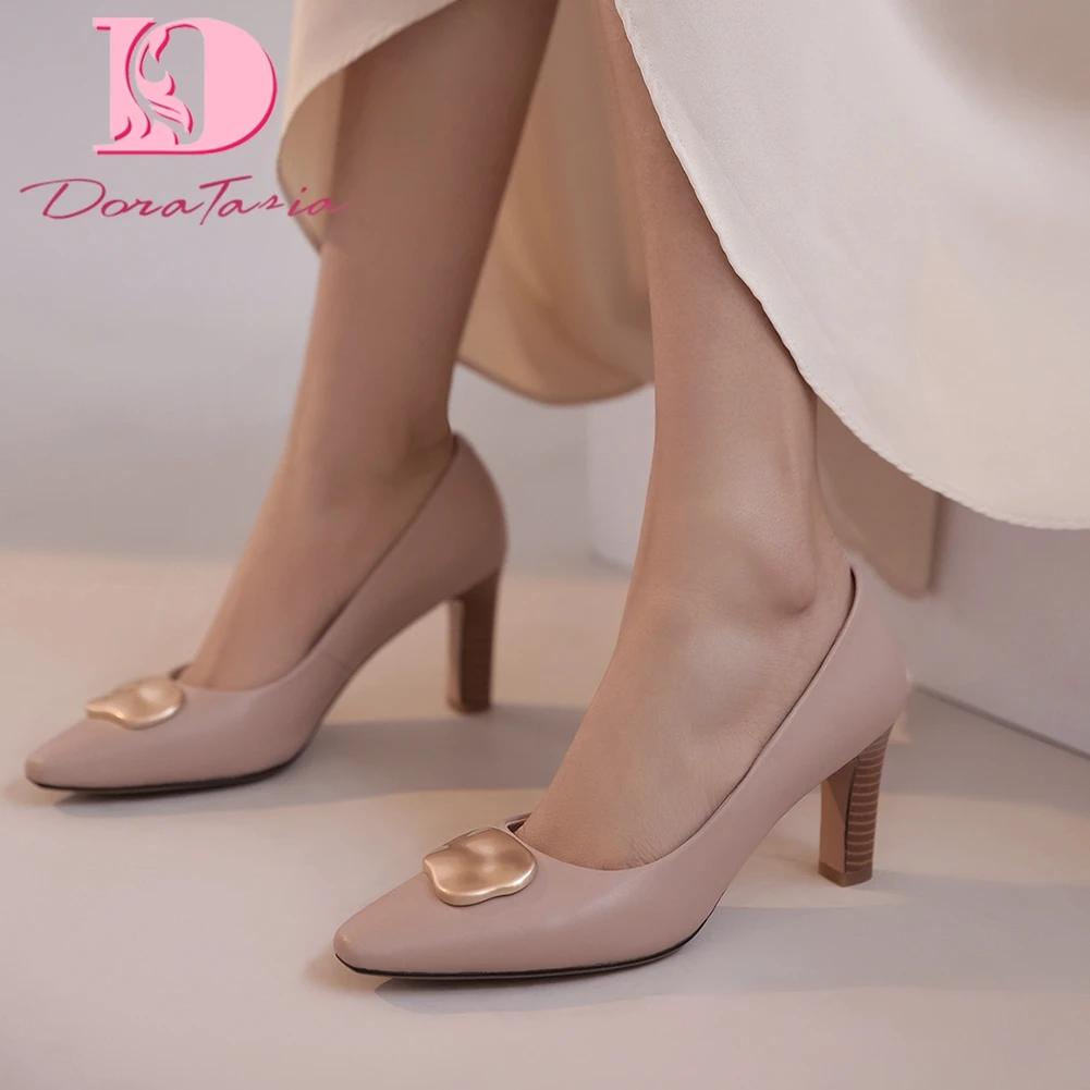 

Doratasia New Arrivals Genuine Leather Slip-On Elegant Pumps Women Shoes Woman High Heels Office Lady Shoes Woman Pumps Female