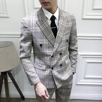 

Traje De Boda Mens Suits Designers New Tuxedo Groom Dress Ternos Masculino Wedding Suits Men 2020 Grooms Suit Plaid Business