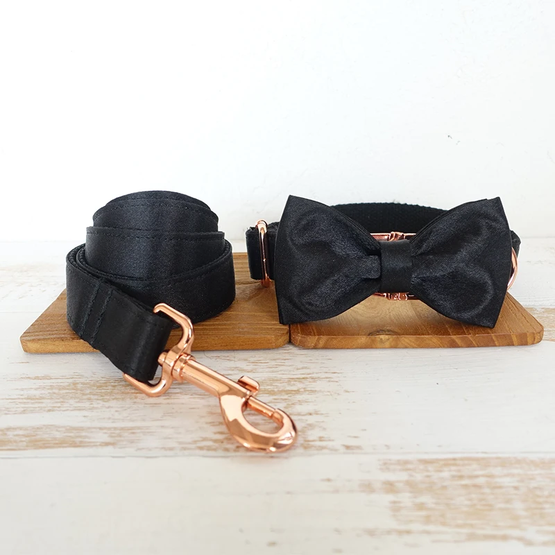 Bow Tie Collar Leash MUTTCO лазерная гравировка ошейник поводок для собак товары для собак черный рыцарь анти-потеря индивидуальный логотип щенок табличка 5 размеров UDC083 - Цвет: Bow Tie Collar Leash