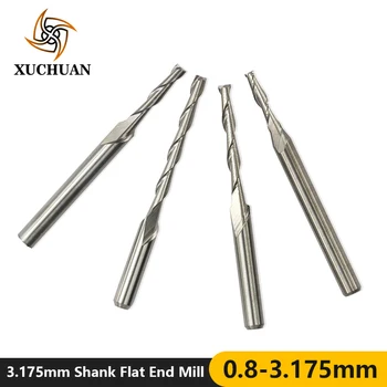 

10pcs 2 Flutes Spiral Flat End Mill 3.175mm Shank CNC Milling Bit Spiral Engraving Bit Carbide End Mill